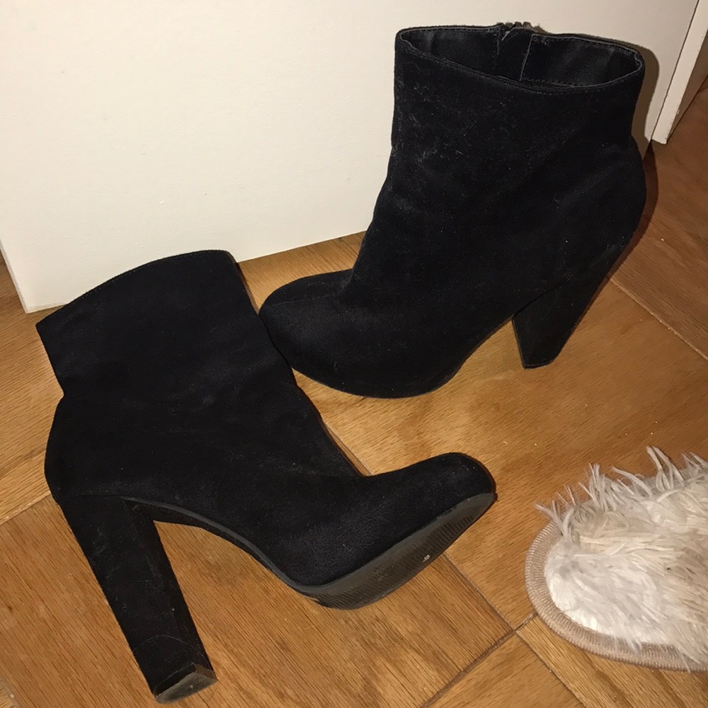 Suede black booties